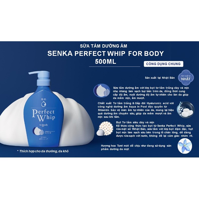 Sữa Tắm Senka Perfect Whip For Body 500ml Nhật Bản