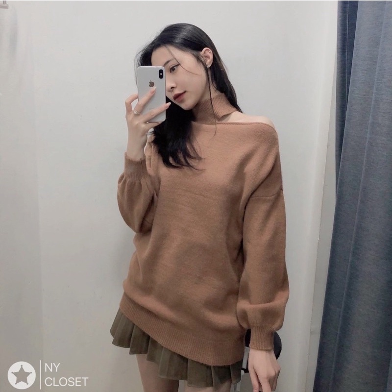 👗Áo len khoét vai  Style quá xinh, dáng giấu quần đi bốt dài thì hơn đẹp hơn tây Lại còn khoe vai 2021