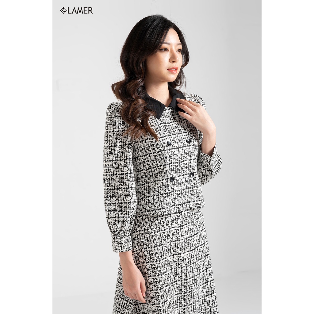 Áo vest nữ cổ phối, 2 hàng khuy by LAMER L65B21T009