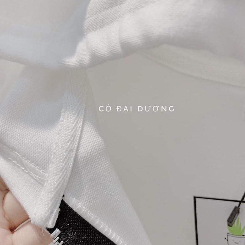 Áo hoodie nam nữ có khóa dọc chất cotton da cá hai màu đen trắng | BigBuy360 - bigbuy360.vn