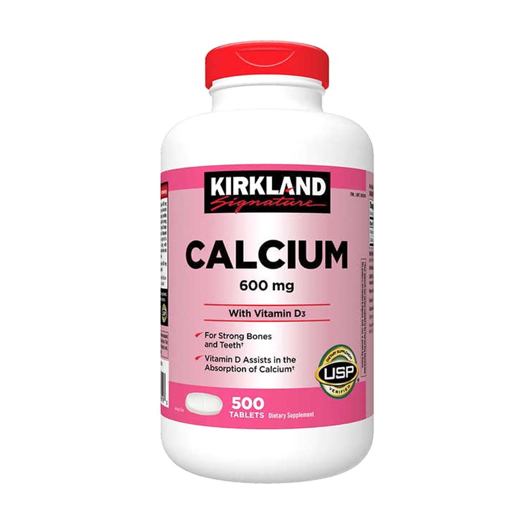 Viên uống Canxi Kirkland Calcium 600mg + D3 hộp 500 viên của Mỹ