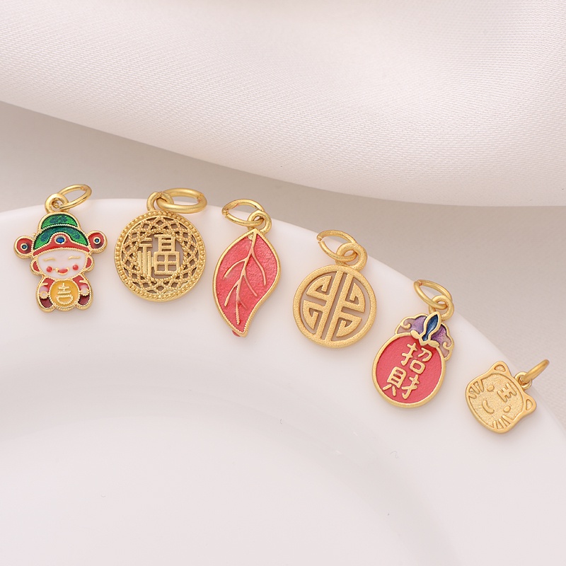Hạt charm Mặt Dây Chuyền Thủ Công Hình Đầu Hổ Mạ Vàng 18K Cá Tính