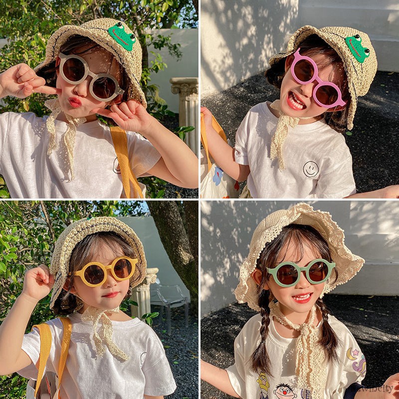 Kính Mát Màu Trơn Phong Cách Hàn Quốc Đáng Yêu Cho Bé