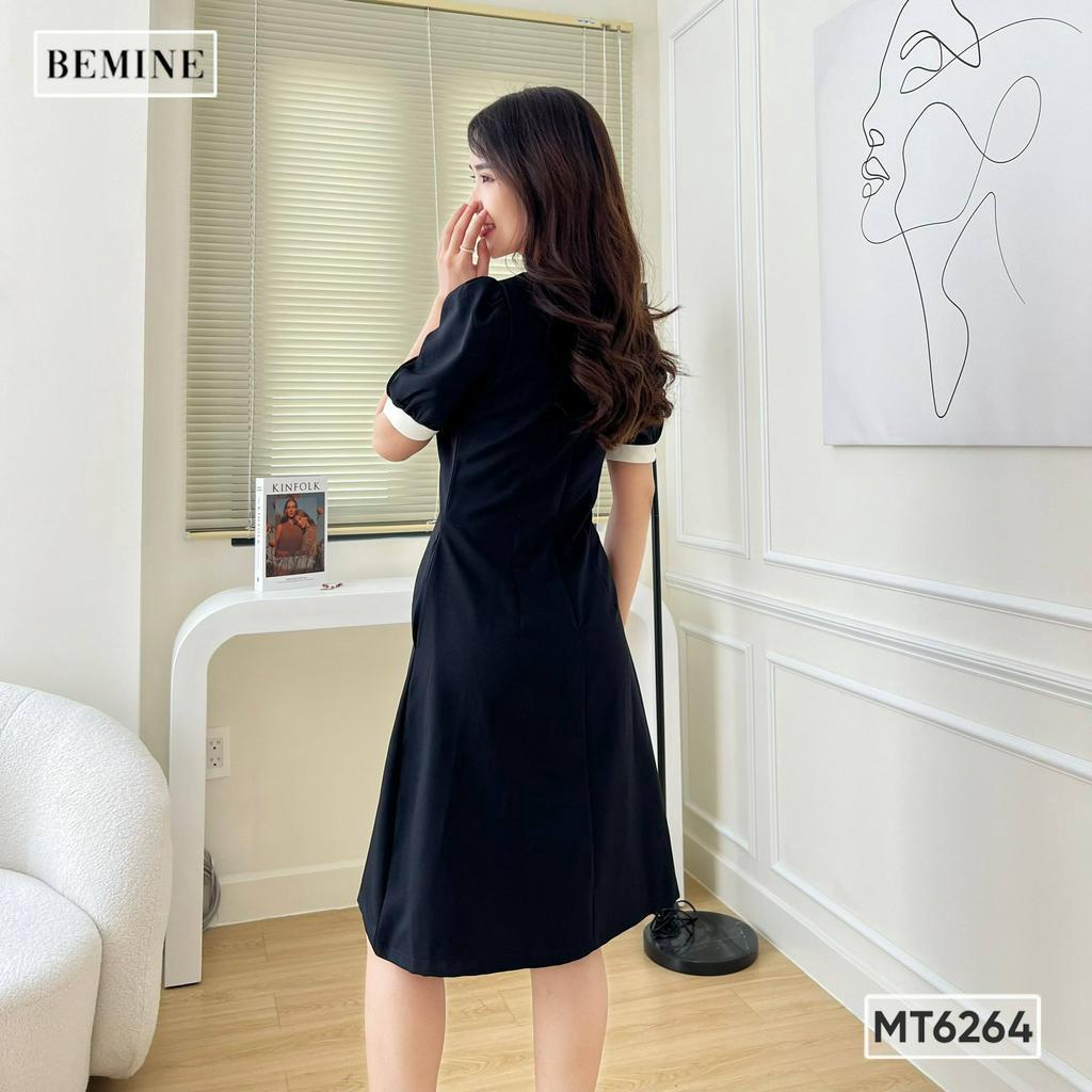 Đầm phối cổ xẻ đính nút BEMINE MT6264