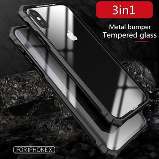 Ốp điện thoại cứng tích hợp kính cường lực thiết kế chống sốc sang trọng cho iPhone X