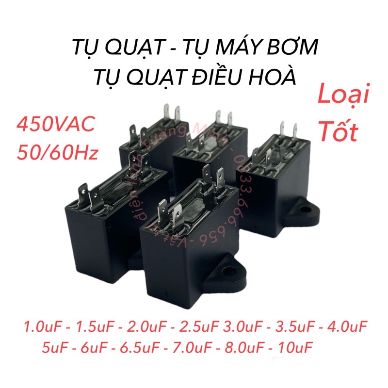 Capa tụ quạt vuông điện dụng Tụ quạt điều hoà Tụ quạt máy bơm Tụ quạt