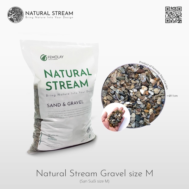 Sạn Suối &amp; Cát Suối Femolay|Bao 2KG| Trang trí trải nền bể thủy sinh, Biotope.