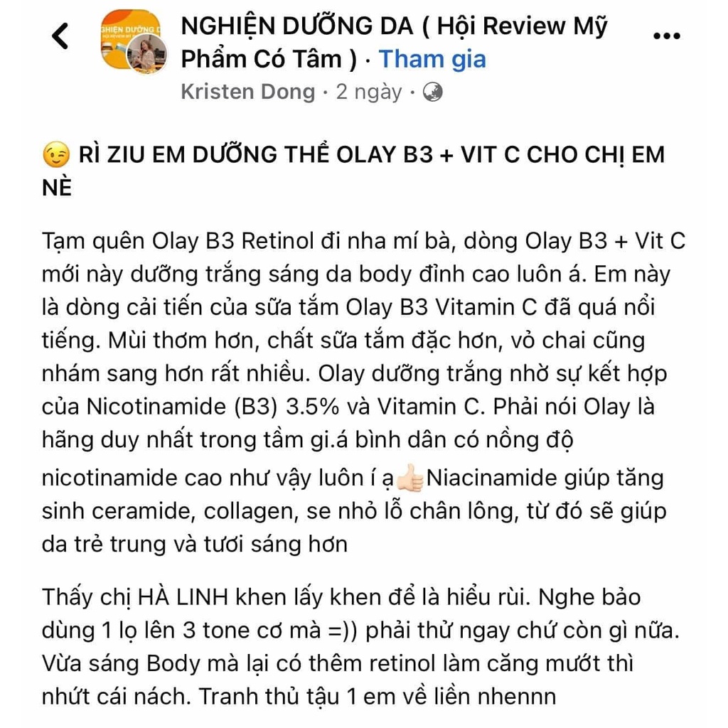 Dưỡng Thể Olay B3+ Vitamin C Body Lotion Dưỡng Trắng 250ML