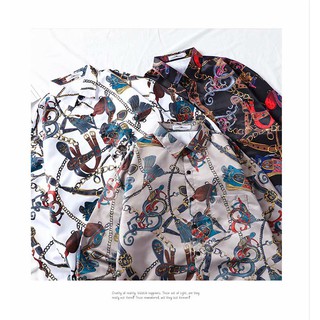 Áo Sơ Mi Nam Dáng Dài Form Rộng Họa Tiết Graffiti Phong Cách Retro