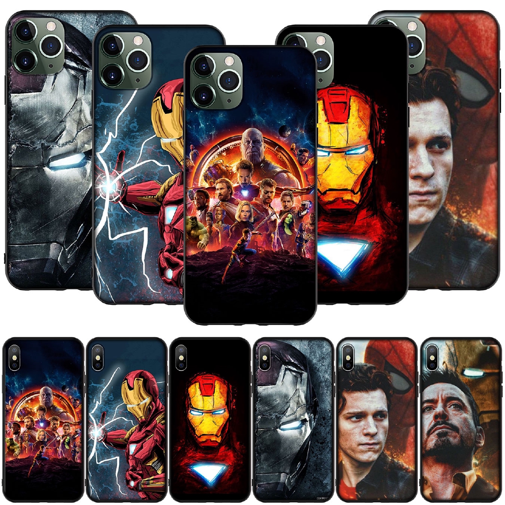 Ốp Điện Thoại Mềm Viền Đen Hình Avengers Marvel Iron Man Cho Iphone 11 Pro X XS Max XR 5 5S SE