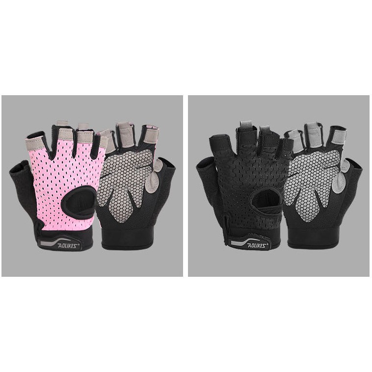 Bán buôn - Aolikes HS 113  Găng tay tập gym cao cấp, hở lưng có đệm lòng bàn tay, chuyên gym, hàng chính hãng