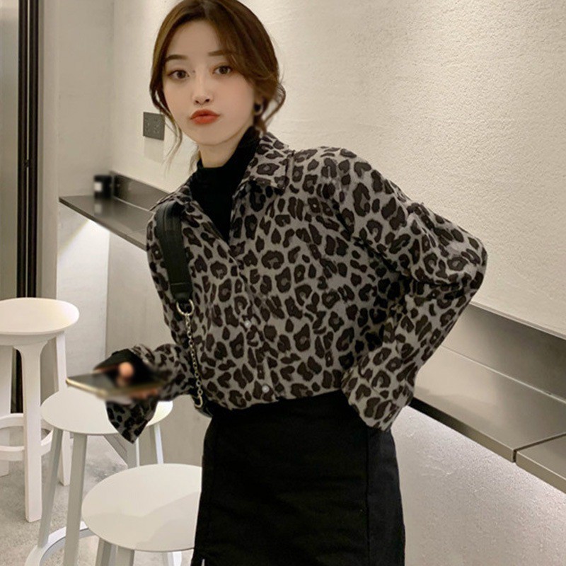 Designed Leopard Print Shirt New Long-sleeved All-match Ladies Loose Temperament Blouse | BigBuy360 - bigbuy360.vn