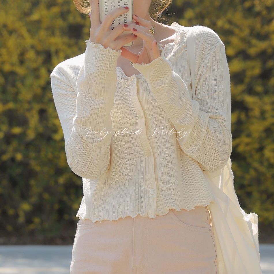 Áo cardigan dệt kim tay dài dáng ngắn thiết kế thanh lịch nhẹ nhàng thời trang xuân thu