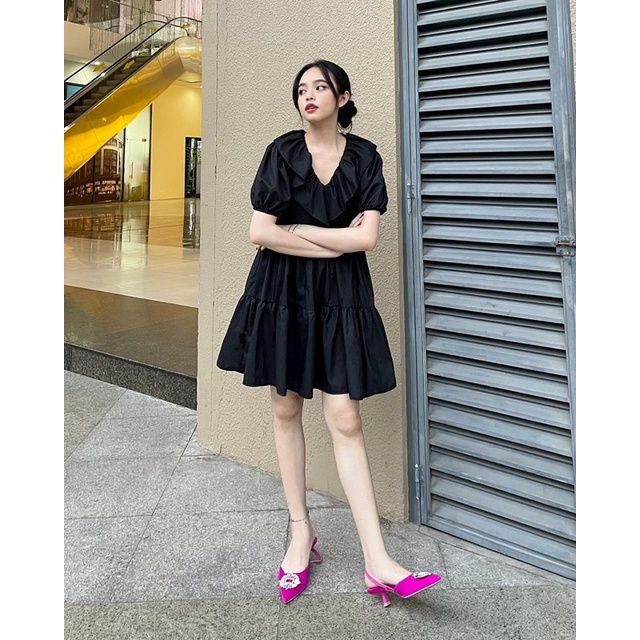 WHITELAZZ | Đầm xoè baby doll màu đen - Jaden Dress