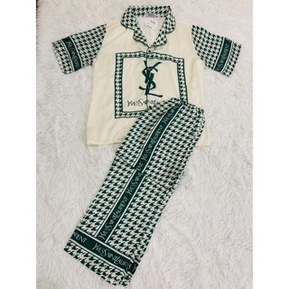 Đồ ngủ, pijama lụa hoạ tiết YSL cao cấp
