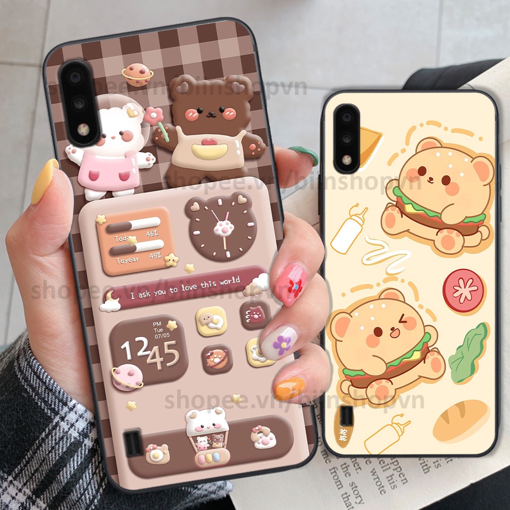 Ốp Samsung A01 / A02 in hình gấu chocolate kẹo ngọt siêu đẹp siêu xinh