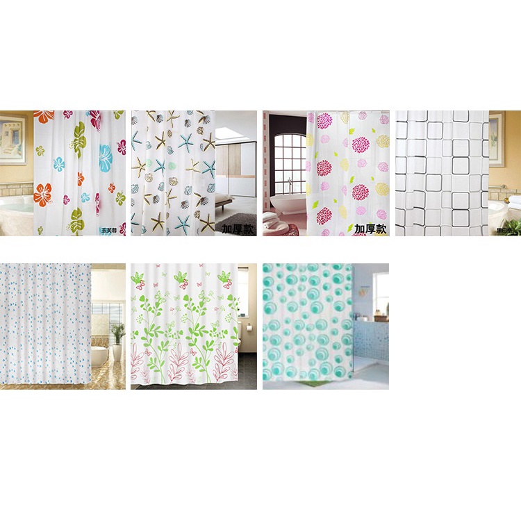 Rèm Cửa Nhà Tắm Peva Cao Cấp - Decor 9 Móc Loại 1.8 X 1.8M - Họa Tiết Đa Dạng Cá Tính - Chống Nước