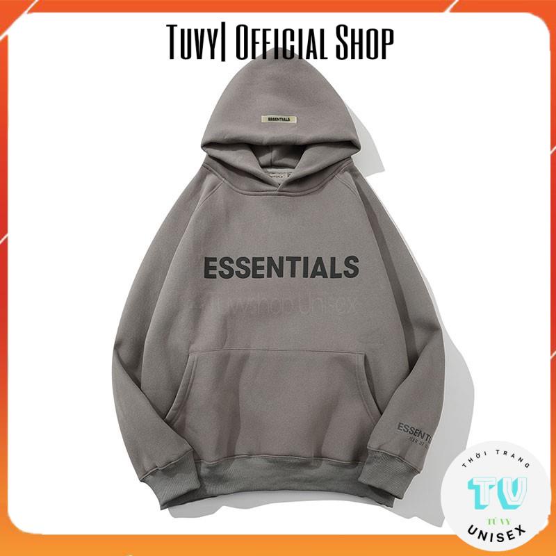 Áo hoodie nam ️ TUVYSHOP ️ áo nỉ mũ in chữ Essentials nỉ bông dày vải ngoại nhiều màu(bản thường)