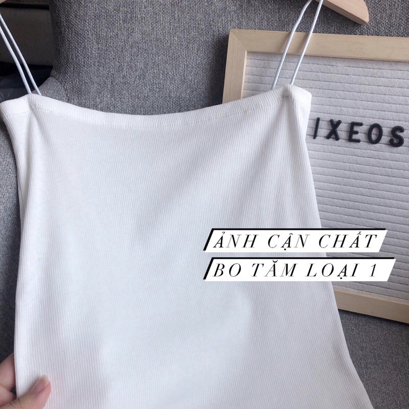 Áo hai dây cotton dáng ôm, áo 2 dây nữ trắng đen xixeoshop - V17