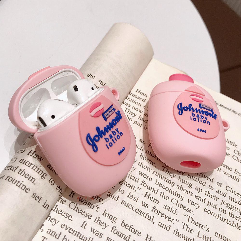 AirPods Case hình chai lotion Johnson Baby màu hồng