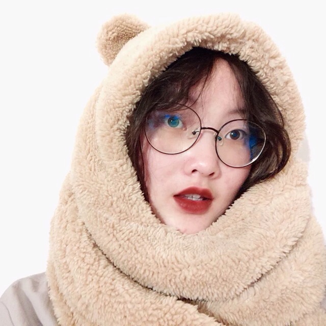 SẴN/ ORDER Mũ lông tai gấu liền khăn 🐻🐻