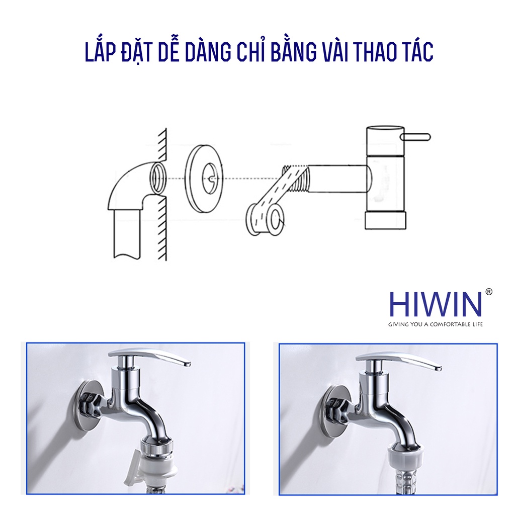 Vòi máy giặt tự ngắt thông minh đồng mạ crom cao cấp Hiwin KF-5020