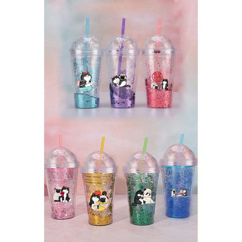 cốc 2 lớp hoàng thượng mèo kim tuyến  CNKI38 cốc giữ nhiệt ly 2 lớp  cốc làm lạnh dễ thương 500ml