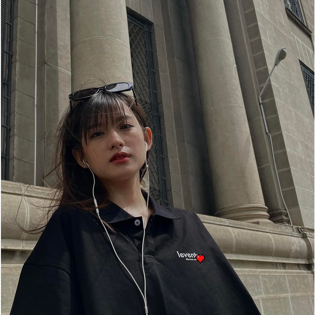 Áo thun polo Levent mini popular phông cổ trụ Unisex nam nữ cotton oversize form rộng - Gin Store