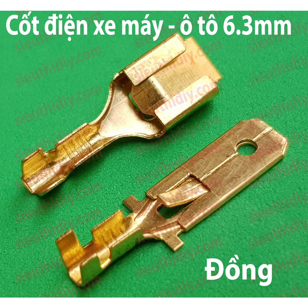 Vỏ nhựa ABS, cốt giắc điện ô tô dùng cốt 6.3mm bằng đồng