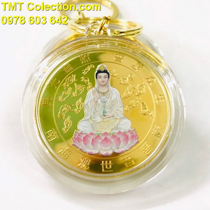 Móc Khóa Xu Quan Âm Vàng In Màu -TMT Collection - SP005204