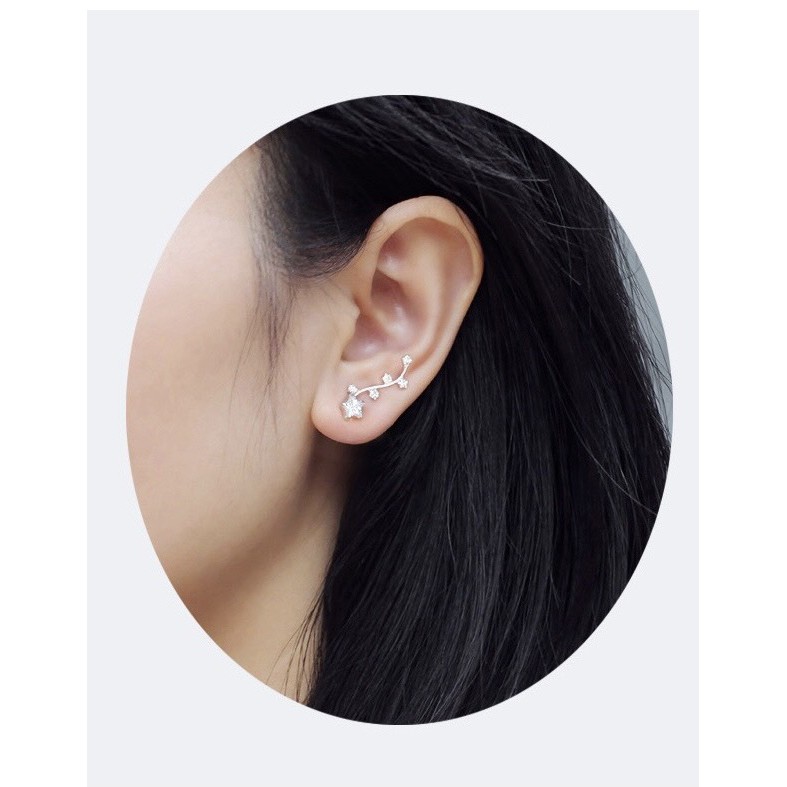 Bông Tai Nữ Bạc 925 Cao Cấp 073661 ERASHOP - Khoen Sao Đá Kẹp Vành Tai Lấp Lánh, Thanh Lịch, Siêu Rẻ Đẹp