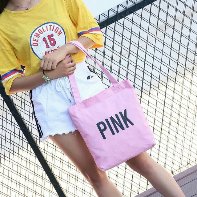 Túi vải Back Pink White Yellow tặng kèm mũ Supreme cùng màu