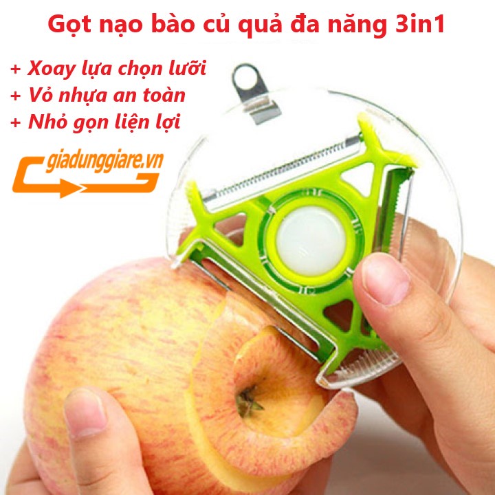 Dụng cụ gọt nạo bào sợi củ quả đa năng 3 in 1 xoay chọn lưỡi thép không gỉ sét (Giao mầu ngẫu nhiên)