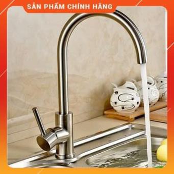 (GIÁSỐC) Vòi rửa chén nóng lạnh inox304 cong lớn, vòi rửa bát inox304 nóng lạnh bảo hành 3 năm