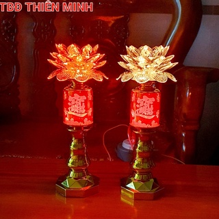 Giá 1 Cặp - Đèn Thờ Phật Hoa Sen LED 7 Màu-Tia Sáng Số 14