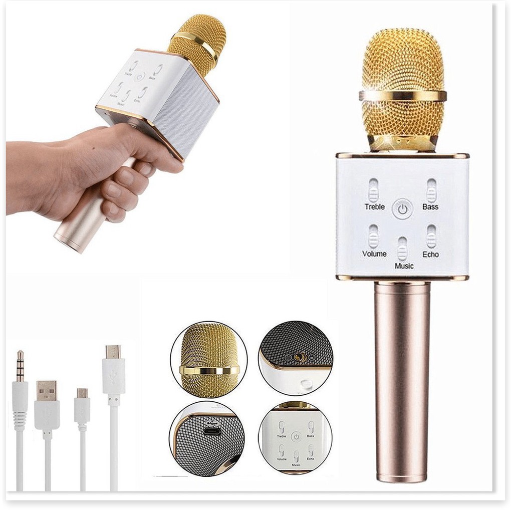 Micro Karaoke Kèm Loa Bluetooth Q7 - Hát Hay Giá Rẻ