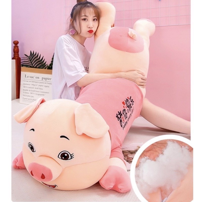 Gấu Bông , Gối Ôm Heo Áo Hồng Đủ Size 90Cm-1M-1M3