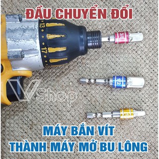 Đầu chuyển đổi, siết, mở bu lông, dùng cho máy khoan, máy bắn vít. Bộ, 3 cái