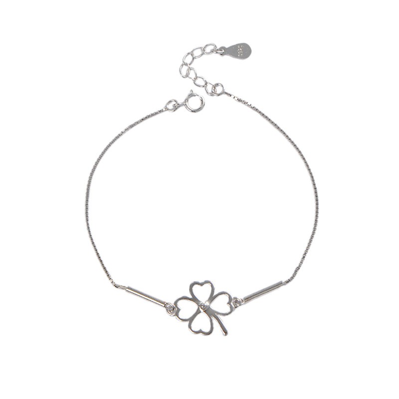 Lắc Tay Nữ Bạc Ý S925 Hình Cỏ 4 Lá May Mắn Cao Cấp L2557 - Bảo Ngọc Jewelry