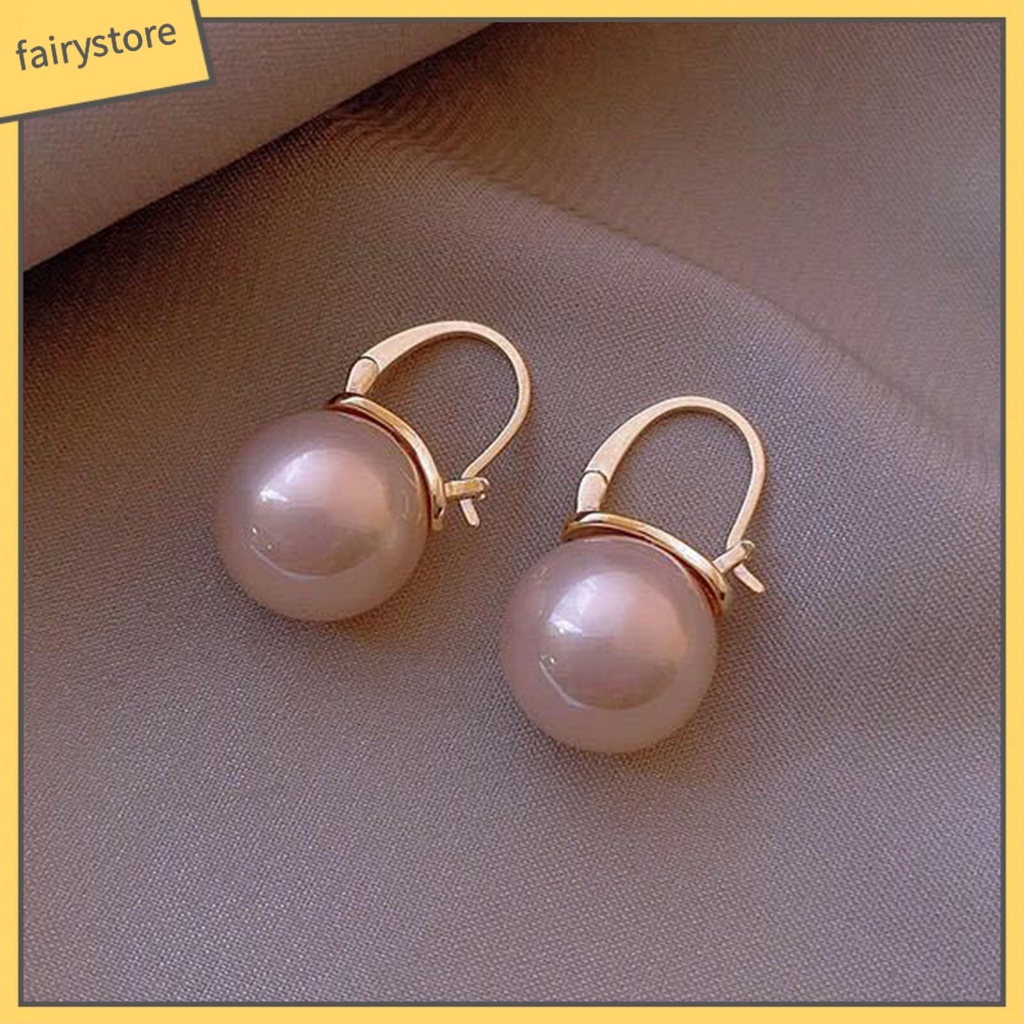 1 đôi bông tai hình học đính ngọc trai giả thanh lịch cho nữ