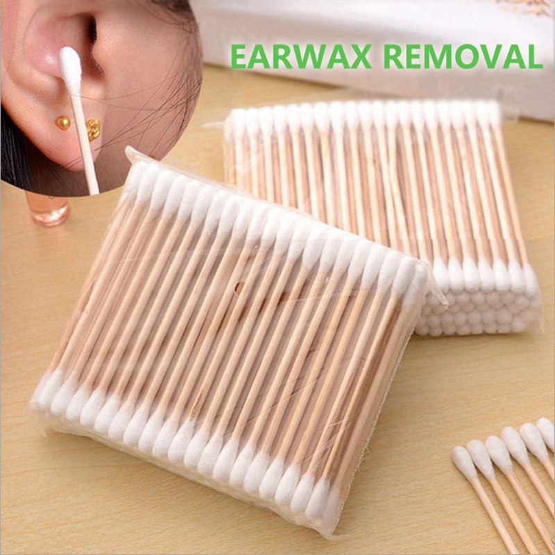 Hộp 100 Tăm Bông Cotton Hai Đầu Có Thể Phân Hủy Sinh Học