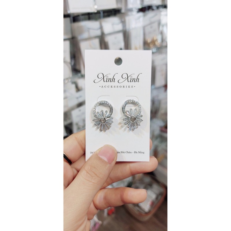 Bông Tai Bạc S925 Đính Đá Sang Trọng Cho Nàng