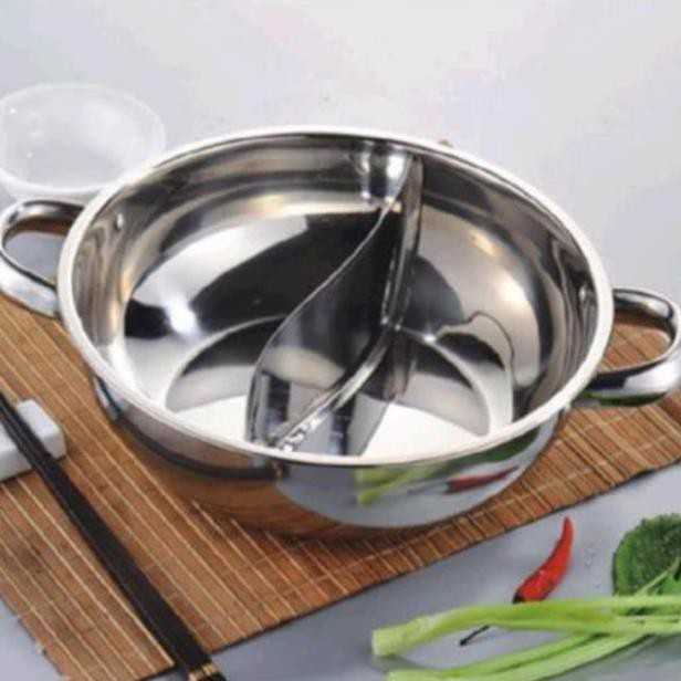 Nồi lẩu Hot pot 2 ngăn inox dùng được cả bếp từ