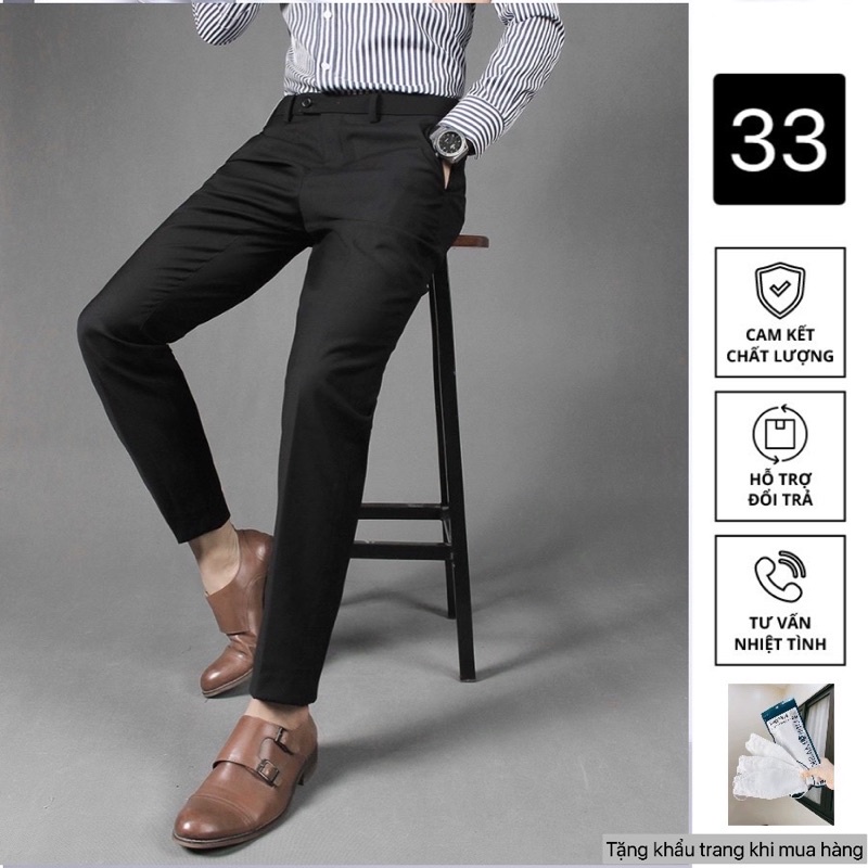 ( Chất vải cao cấp)Quần âu nam hàn quốc Đen, Xanh than chất vải 79, đường may chuẩn kiêu dáng body