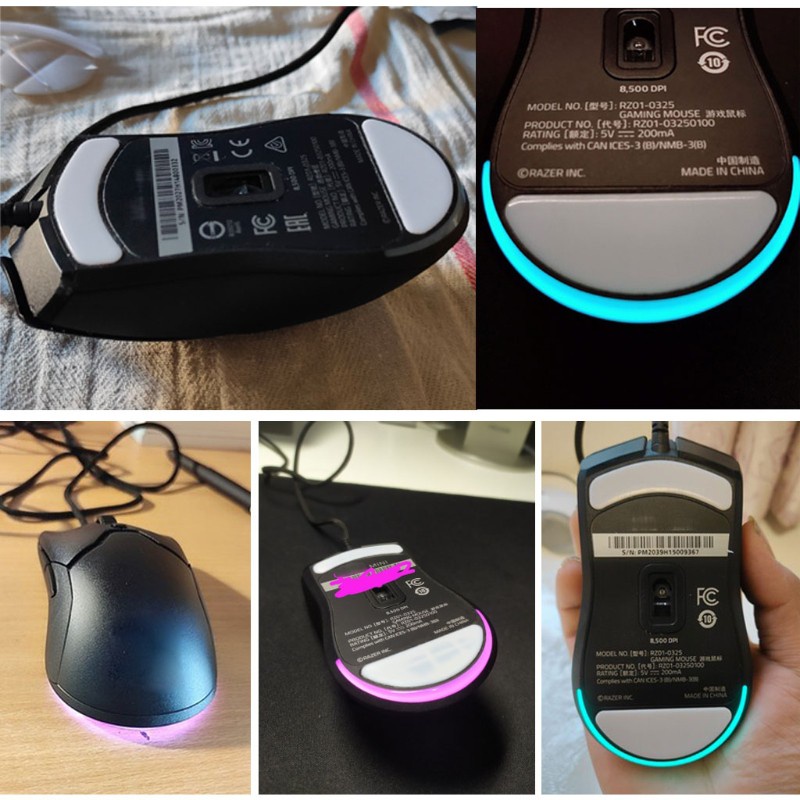 Set miếng đệm đế chuột mini màu trắng băng dáng cong phù hợp cho chuột RAZER VIPER chơi Esports Tiger Gaming