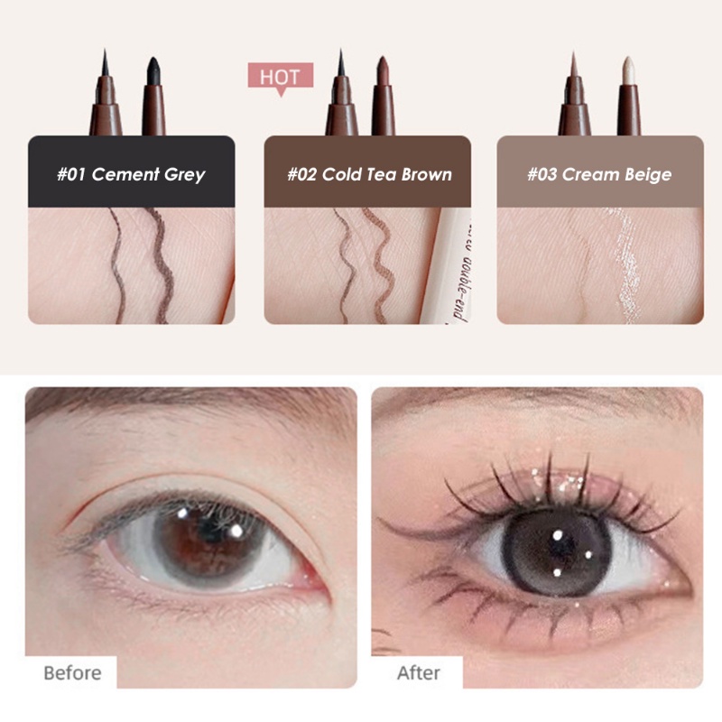 Bút Kẻ Mắt / Kẻ Mày Hai Đầu Lâu Trôi Chống Thấm Nước Tự Nhiên Không Phai Màu Chống Thấm Mồ Hôi