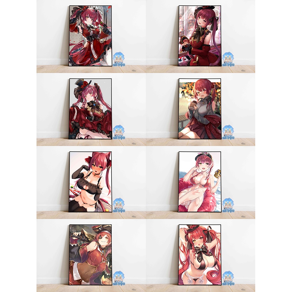Tranh poster A3 giấy chất lượng cao Houshou Marine Hololive (6) - 2D Tộc Shop