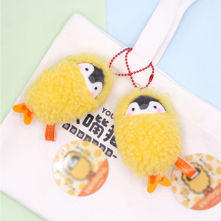 Móc khóa có phụ kiện thú bông chim cánh cụt dễ thương 10 cm
