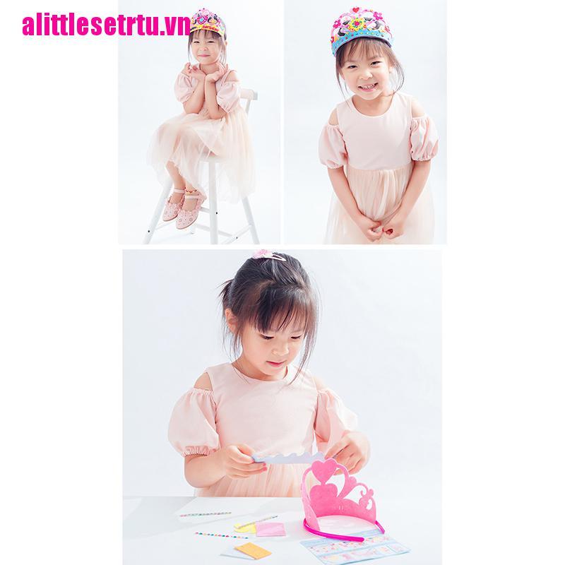 Vương Miện Đồ Chơi Bằng Giấy Họa Tiết Ngôi Sao Đính Kim Sa Lấp Lánh DIY Sáng Tạo Dành Cho Trẻ Em