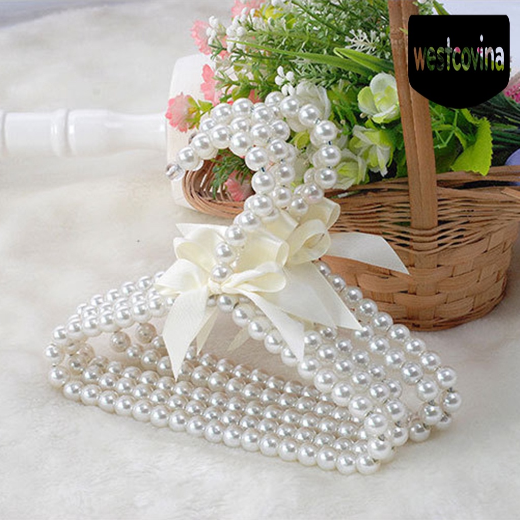 [Hot]☀ Móc Treo Quần Áo Đính Nơ Ngọc Trai Bằng ABS Chống Trượt Tiện Dụng Cho Gia Đình